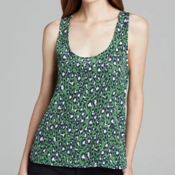 Joie Tops - Joie 100% Silk Cheetah Green & Navy Tank Top - Medium